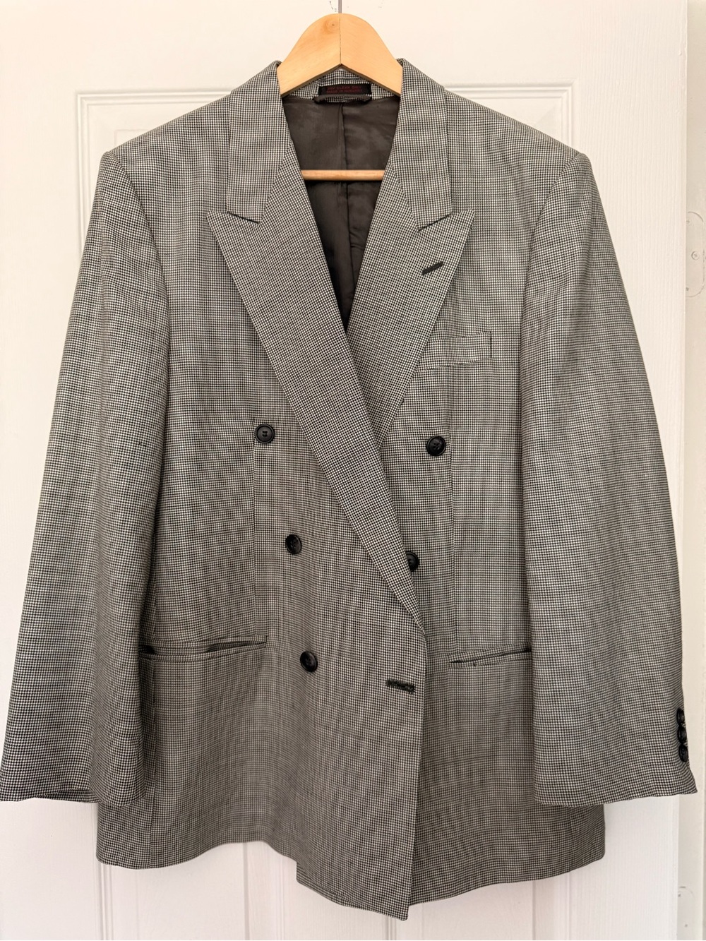 Classic Double-Breasted Gray Glen Plaid Blazer